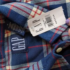 GAP Men's Blue Plaid Shirt Flannel Vintage NWT Medium 90s Retro Y2K